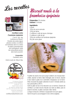 Les recettes : biscuit roulé à la framboise épépinée